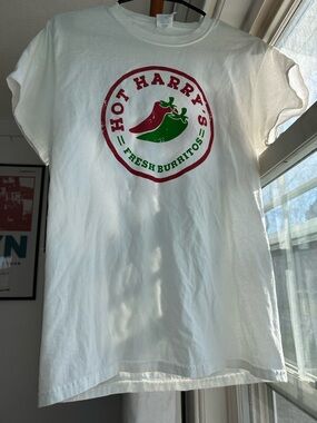 White Graphic T-Shirt with Red & Green Logo